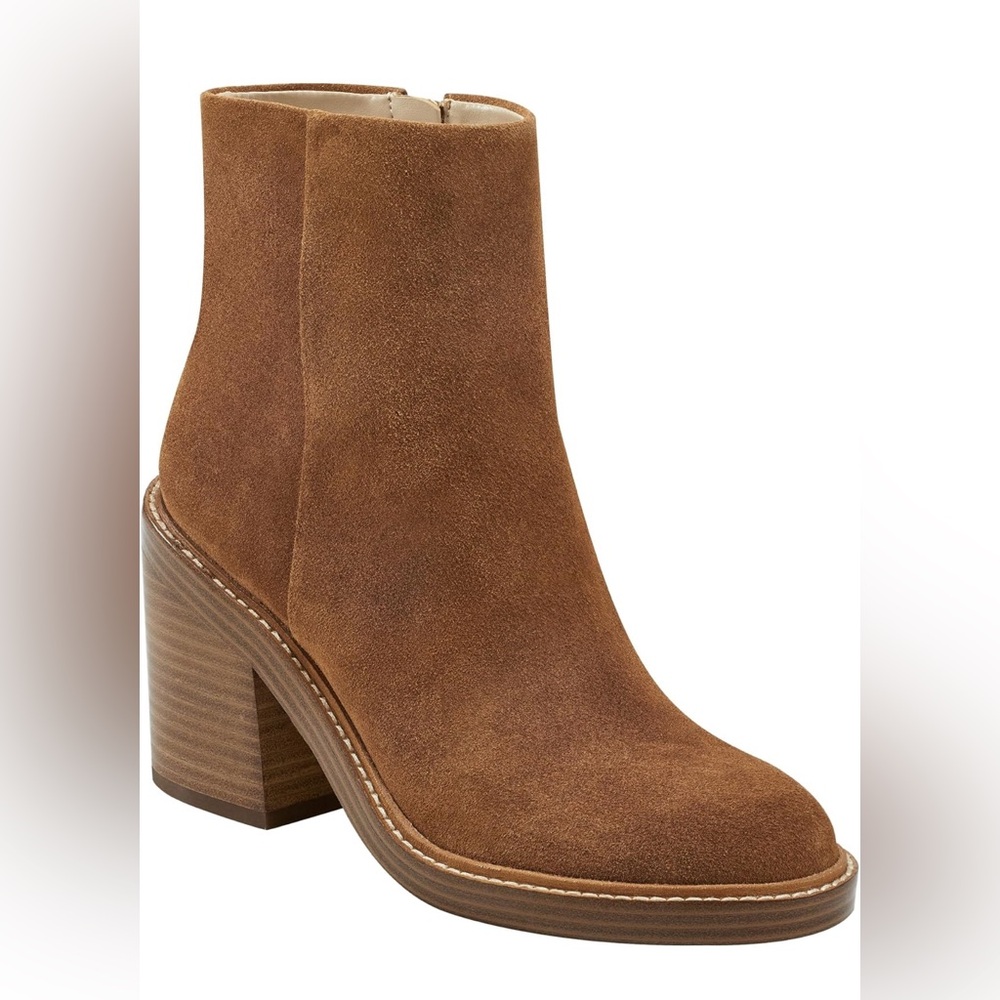 Marc Fisher Haleena Round Toe Bootie Brown Suede sz 7.5